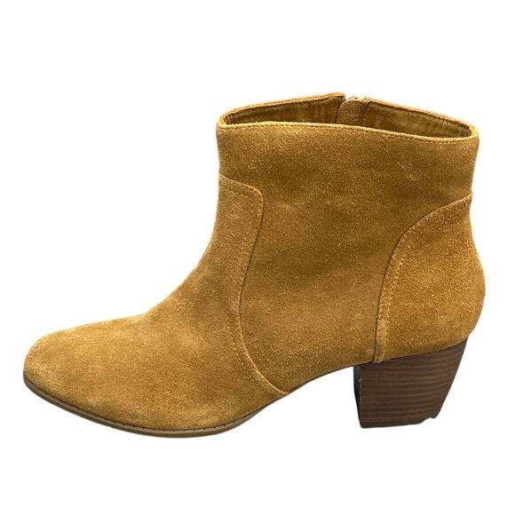 Sole Society Tan Brown Suede Leather Western Side Zip Ankle Bootie Women 11B/41 - Picture 2 of 11